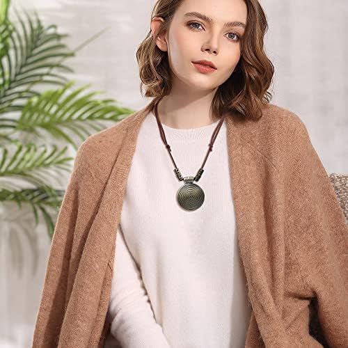 Kakonia 6Pcs Long Pendant Necklaces for Women Boho Vintage Wood Feather Y Necklace Set Statement Necklace Elegant Jewelry Accessories
