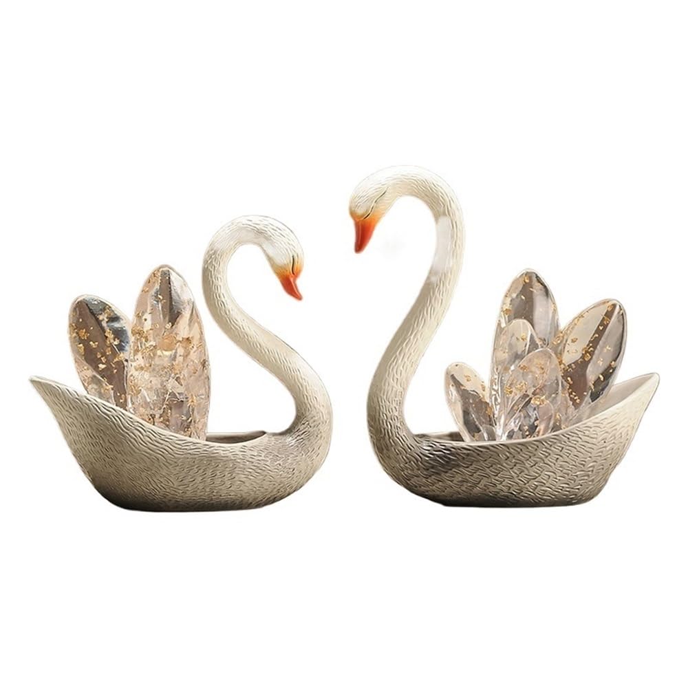 WQQYU6HKF Table Decorations A Pair Of Swan Ornaments Modern Light Luxury Entrance Home Decoration Art Sculpture Art Statue(Clear)