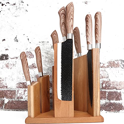 Resafy Wooden Magnetic Knife Block,360° Double Sided Knife Board Universal Knives Holder With Strong Magnet Knife Strip Stand #TOP2