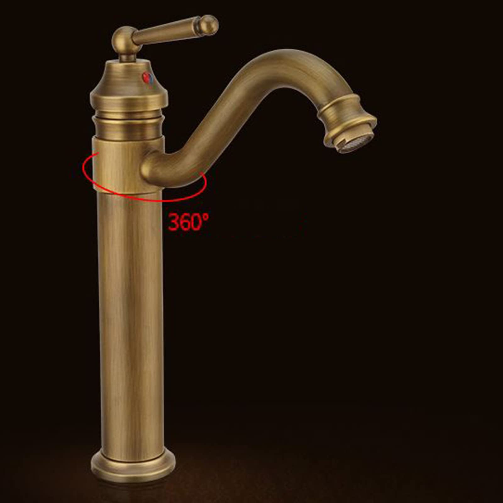 Grifo Compatible con Lavabo de baño, Grifo de Agua fría y Caliente, Grifo de baño de Bronce Antiguo, Grifo de baño de latón, Grifo de Lavabo de baño Retro de un Solo Orificio, Grifo de lavab
