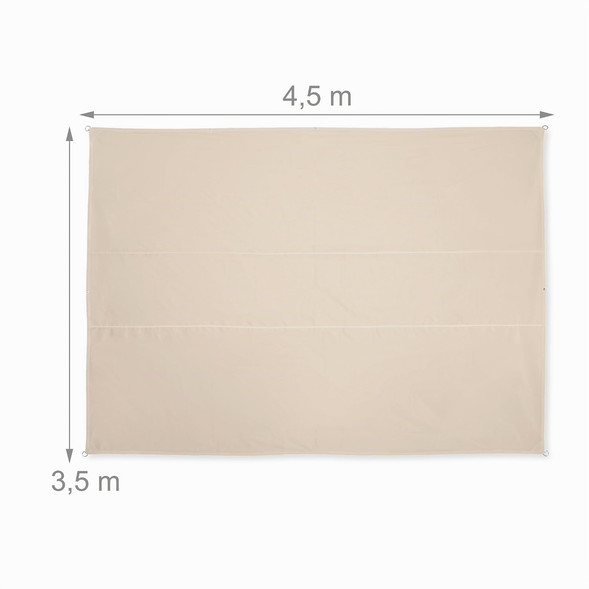 relaxdays Voile d’ombrage rectangulaire, L x P : 3,5 x 4,5 m, imperméable, Anti-UV, tendeurs, terrasse, Balcon, Beige