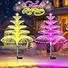 GEARLITE Weihnachtsbeleuchtung Außen Solar 2 Stück, LED Leuchtende Glasfaser Weihnachtsbaum Gartenstecker Weihnachten Deko Draußen, IP65 Wasserdicht Weihnachtsdeko für Haustür Garten Wege Geschenke