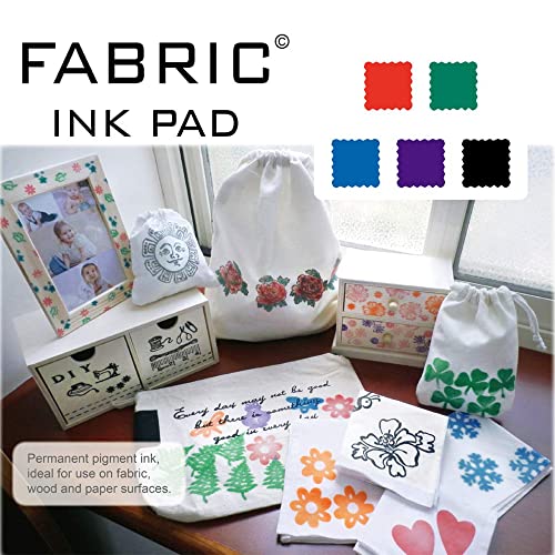Stamp Pad, Fabric Ink Pad Stamps Set, 5 Colors Non-Toxic Pigment Ink Pad For Stamps, Rubber Stamps, Card Making Supplies, Wood, Fabric And Paper Surface. Stamps For Crafts (5 Pack) #TOP2