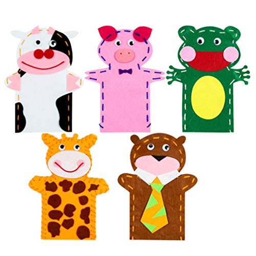 Toyvian Conjunto De 5 Unidades Fantoche De Mão Não Tecido Artesanato Diy Para Crianças Brinquedo Dra