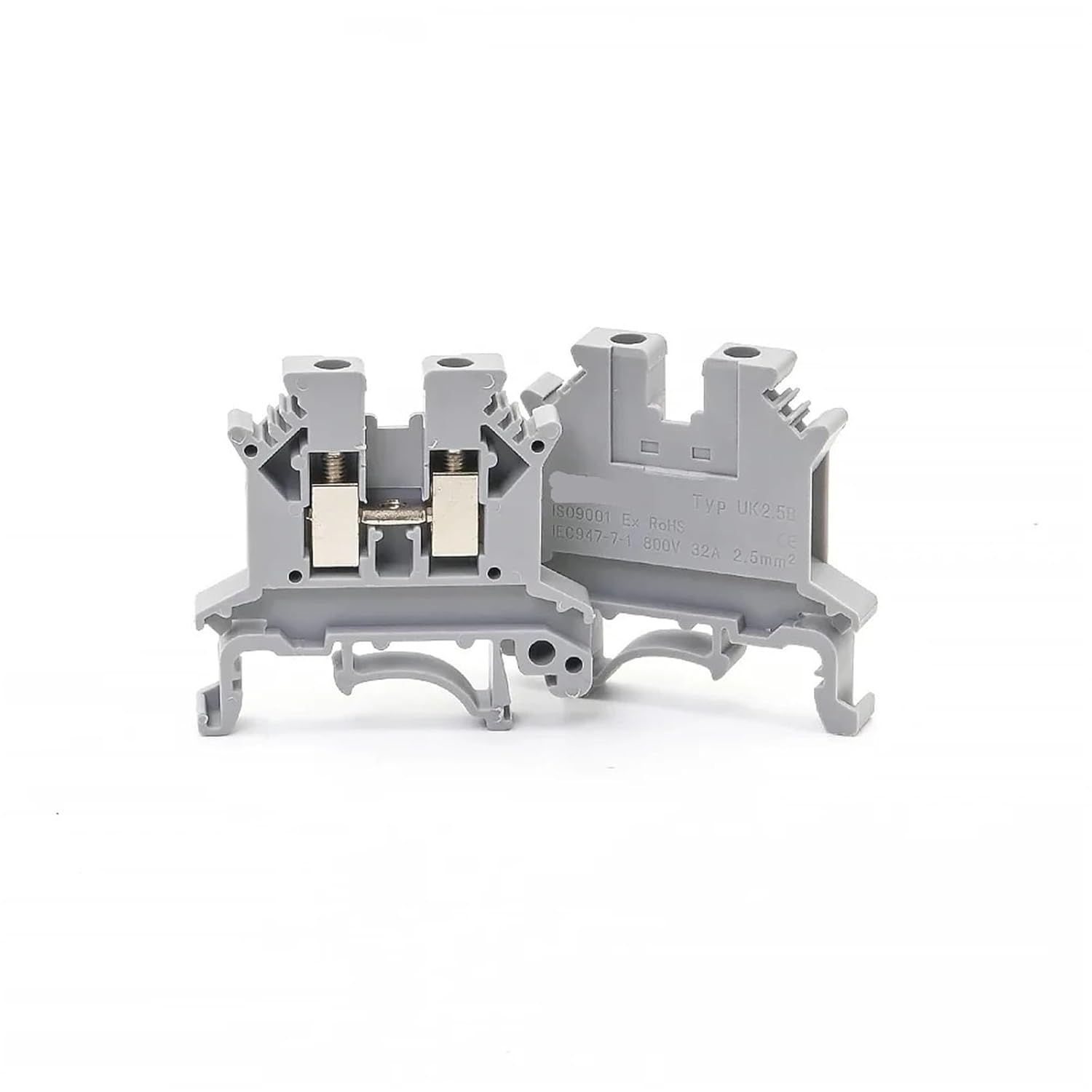 100pcs UK-2.5B 24-12AWG Din Rail Wire Conductor Terminal Block Universal Connector Screw Connection Terminal Strip Block UK2.5(Black)