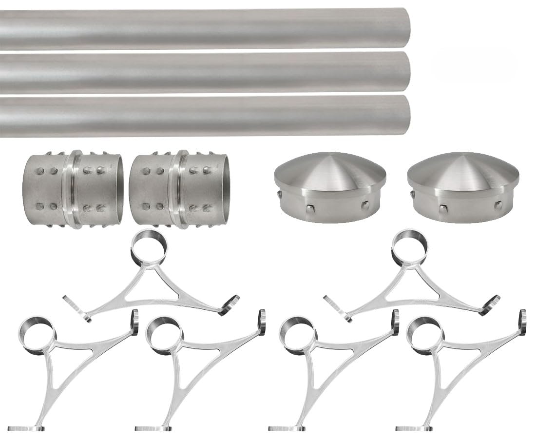 Solid Bar Mount Foot Rail Kit Brushed Stainless Steel Tapered End Cap