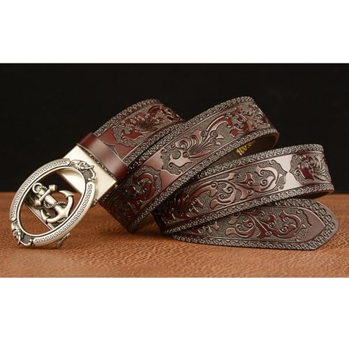 Men'sbelt Personalized Carving Ratchet Belt Men Fashion Jeans Pants Belt with Automatic 45Mm Buckle,Black,115cm/waist:33"~35"3