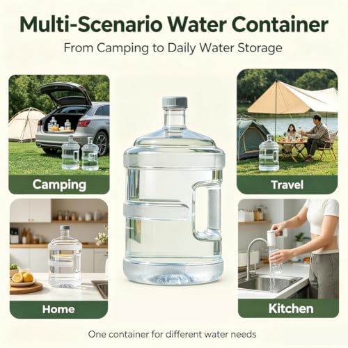 Botella de agua clara de 2 galones, recipiente portátil para almacenamiento de agua con asa, contenedor reutilizable de gran capacidad para camping al aire libre miniatura 7