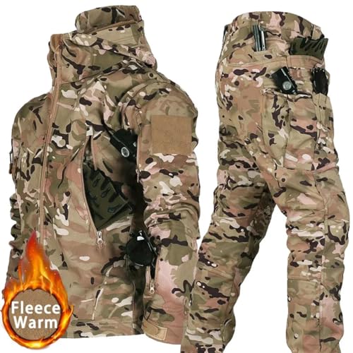 Ensemble tactique militaire d'hiver imperméable veste de motard multi-poches