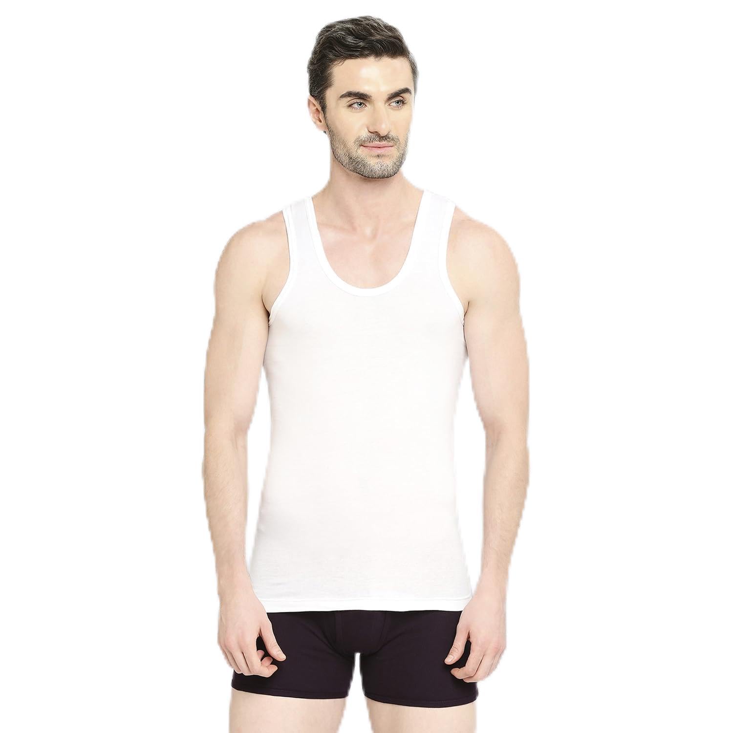 Quickdry Round Neck Men's Cotton Regular Fit Vest White (Pack of 3, 90 Cm), Assorted-image-19