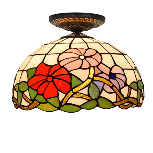 Vidrieras Iluminación De Techo Luces De Techo Estilo Tiffany Sombra De Vidrio Morning Glory para Vivir