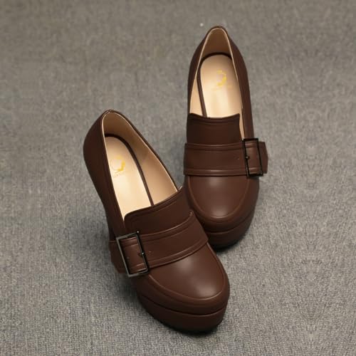 Image of SHODENSE Women Vintage Chunky Platform Loafers Pumps Tassel Round Closed Toe Slip On Suede Block High Heel Dress Loafer Shoes Buckle Strap Oxford Loafers Fringe Pump Dressy Chic Sexy Y2k 4-11 M US