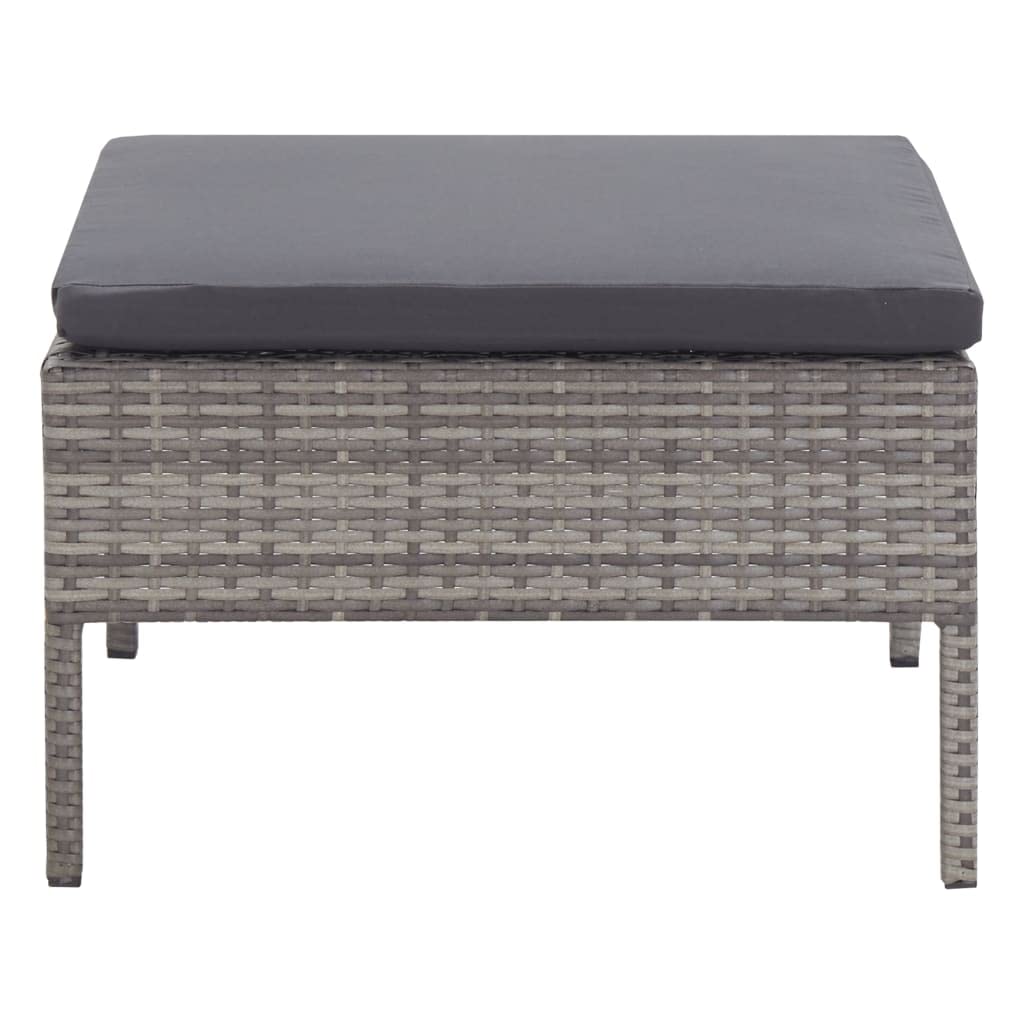 vidaXL Salon de Jardin 3 pcs avec Coussins Résine tressée Gris