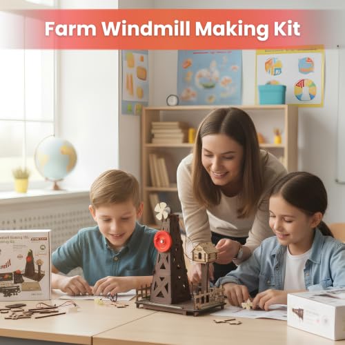 Image of Farm Windmill Making Kit. DIY Wind Turbine Science Kit. Experimental Kit to Study Wind Power. Windmill Generator Working Model. Windmill Making Kit.