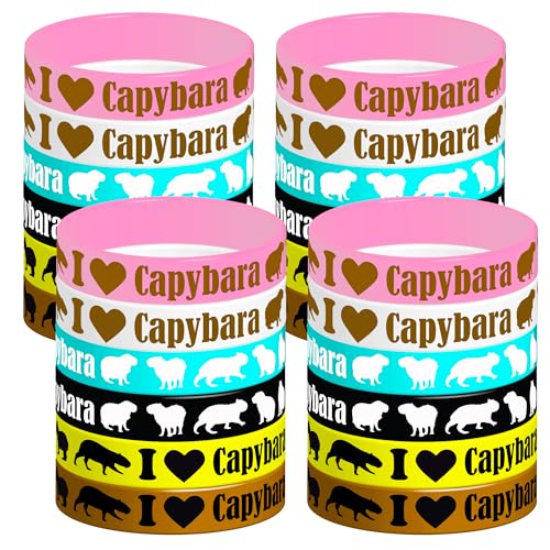 OriniPlay 24PCS Capybara Theme Rubber wristband Animal Birthday Party Supplies Prize Goodie Bag Favors Silicone Wristbands