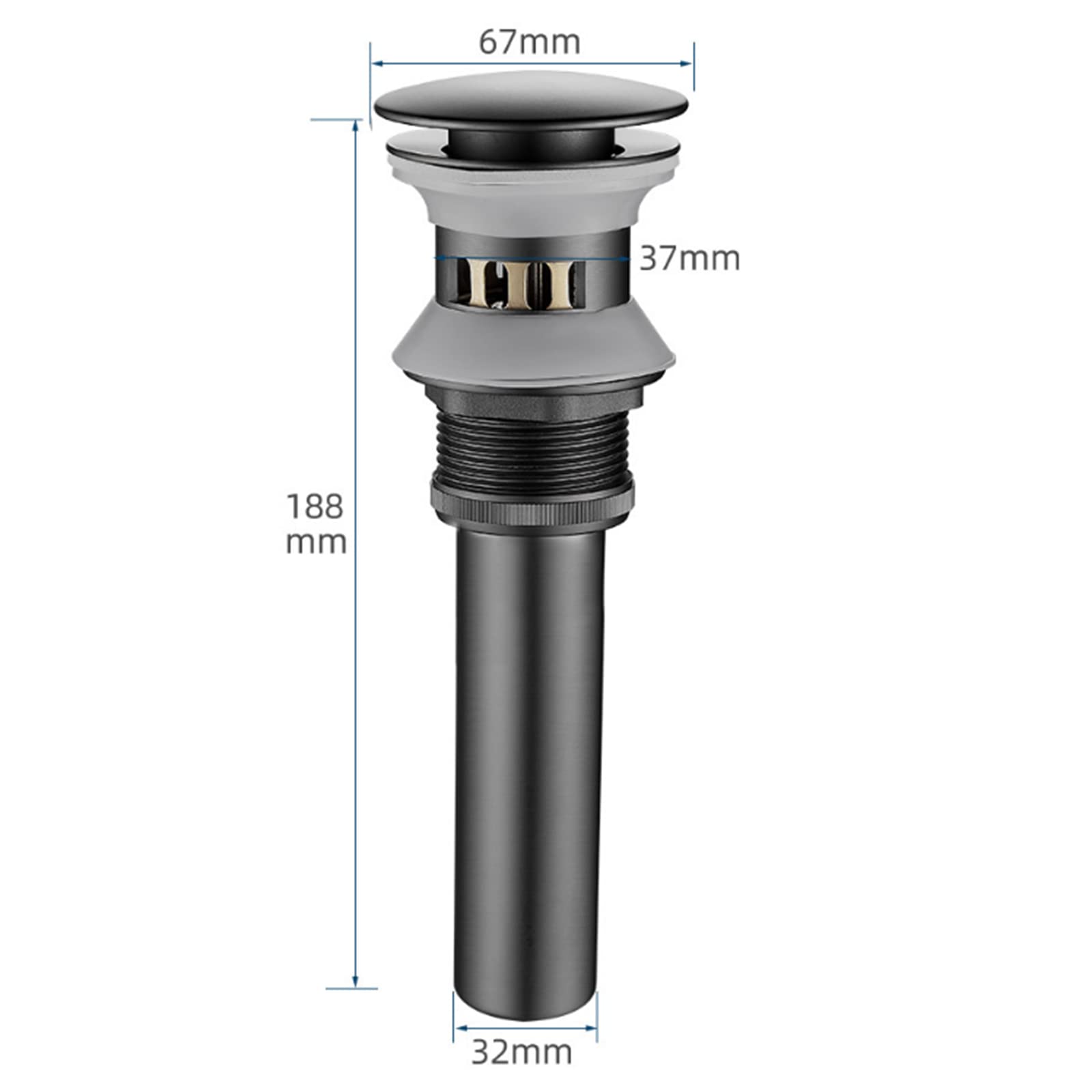 Bonde Lavabo Universelle Bonde Clic Clac avec Trop Plein Bonde de Vidage Lavabo Pop Up Laiton 1 1/4" Pour Évier De Robinet De Salle De Bain