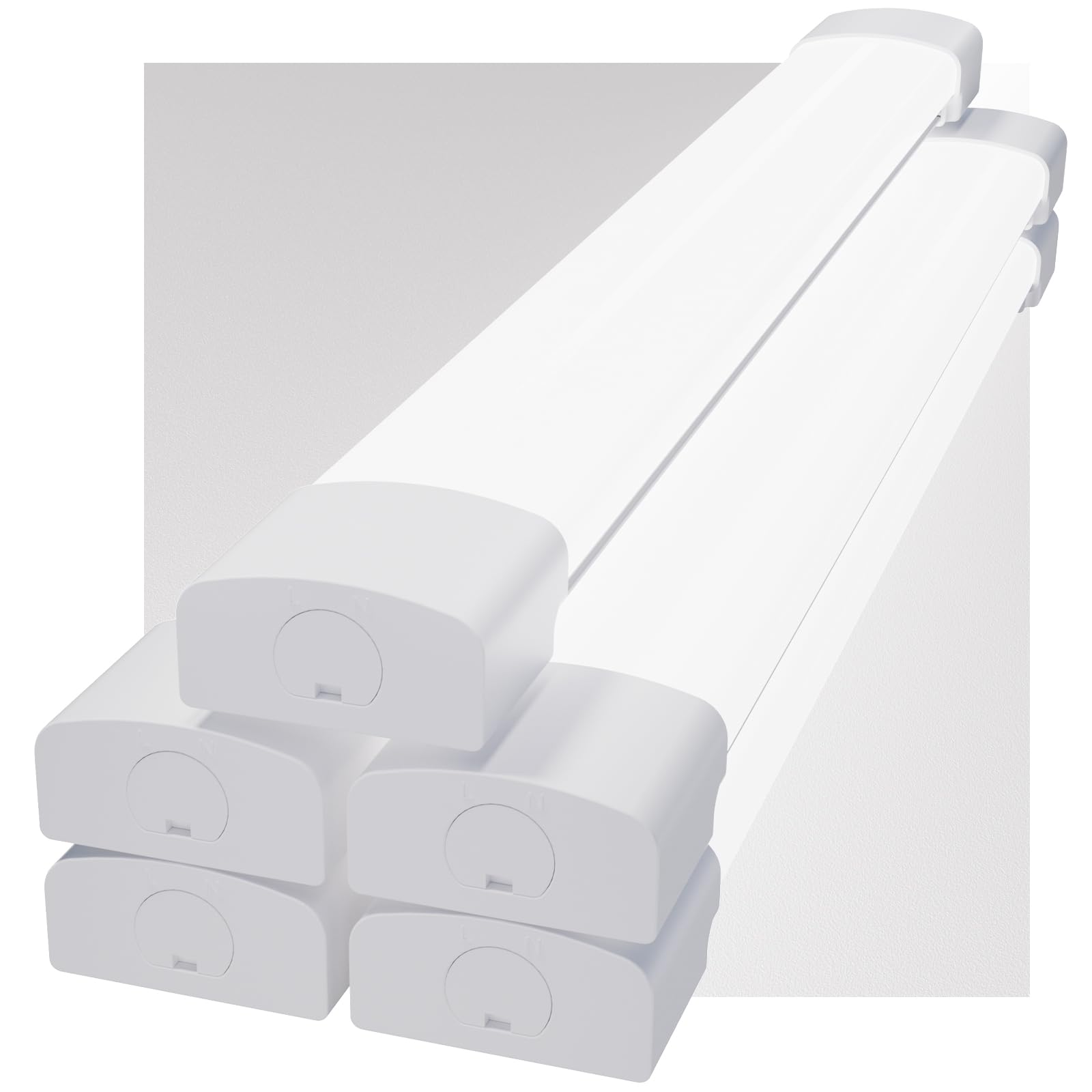 Modlicht Neon LED 60CM, 18W 1980lm Blanc Froid 5000K Tube CONNEXION EN SÉRIE SIMPLE, Reglette IP65 Imperméable Luminaire Plafonnier pour Atelier, Sous Sol, Bureau, Hobby, Grange (5 Packs)