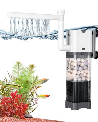 AQQA Fish Tank Filter 550L/h Internal Aquarium Filter 6W Quiet Fish Tank Filter Pump for Tanks up to 130L