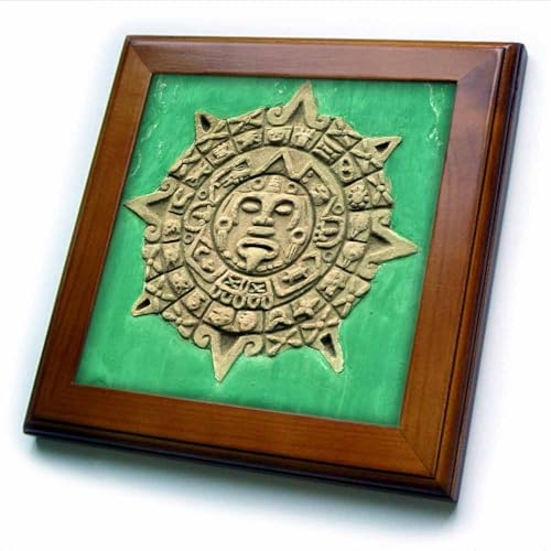 3dRose ft_86536_1 SA10 KWI0002 Guatemala, Antigua Mayan Calendar Adorns Facade Kymri Wilt Framed Tile, 8 by 8-Inch