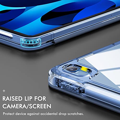 Infiland Compatible With Ipad Air 5Th Generation Case 2022, Ipad Air 4Th Generation Case 2020 10.9 Inch With Crystal Clear Back & Frame [ Anti-Yellowing ] With Pencil Holder Clear Cerulean Blue #TOP5