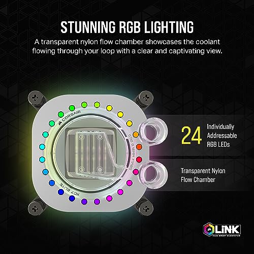 Image of CORSAIR iCUE Link XC7 RGB Elite CPU Water Block - Transparent Flow Chamber - 24 RGB LEDs - Fits Intel LGA 1700, AMD AM5 and Older - White