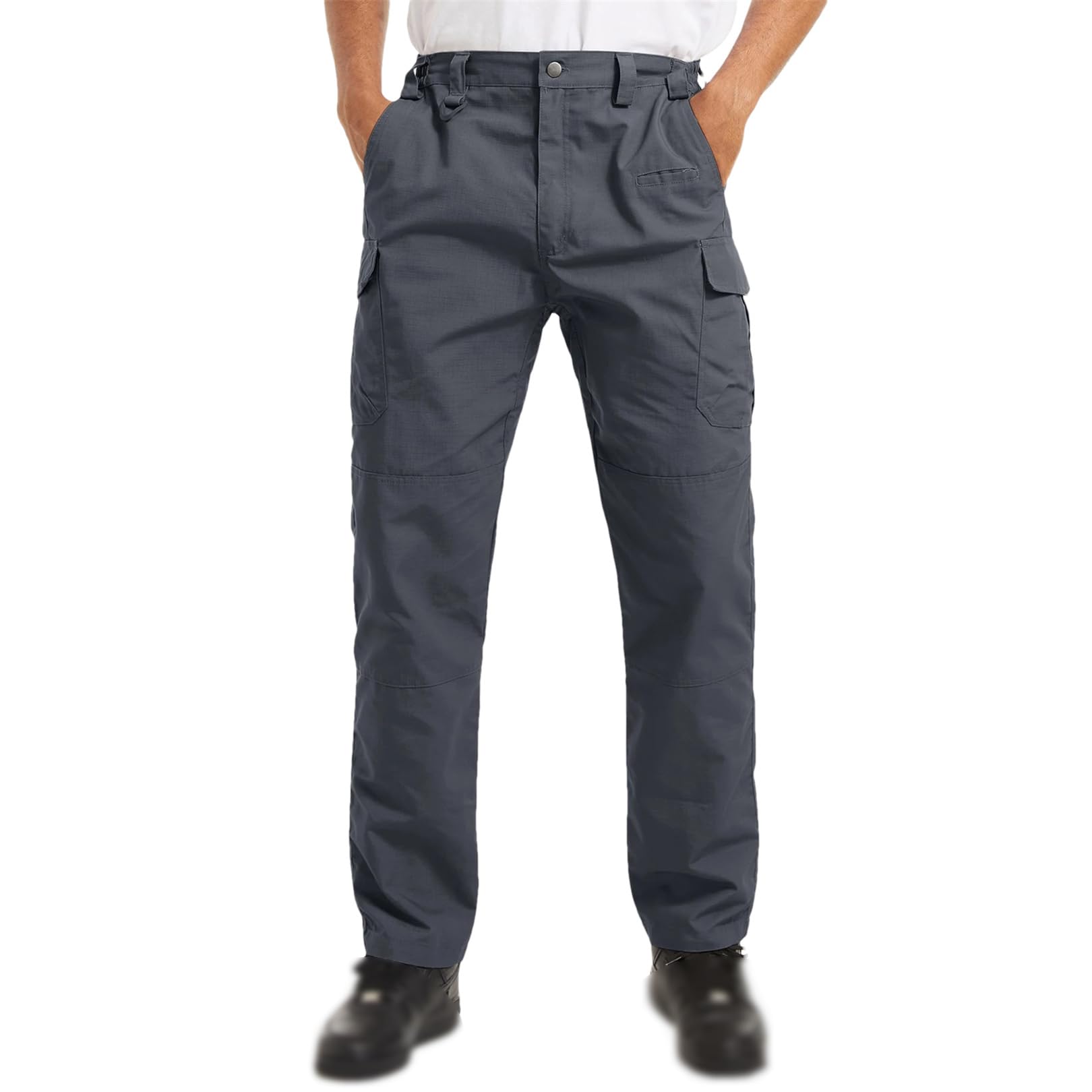 REHJJDFD Mens Work Trousers Multi-Pockets Cargo Pants Outdoor Hiking Pants Dark Gray 2XL