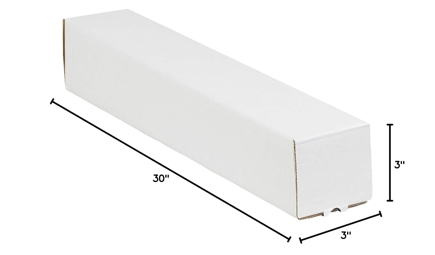 Partners Brand PM3330 Square Mailing Tubes, 3" x 30", Oyster White (Pack of 25)