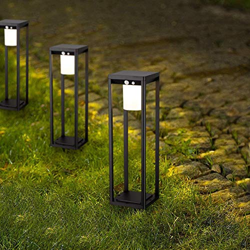 Brimmel Outdoor Solar Floor Lamp Solar Powered Patio Landscape Garden Motion Sensor Aluminum Path Light For Deck Balcony Yard Cordless Rechargeable Ip44 Waterproof Super Bright, Black 20" Sg601057 #TOP2