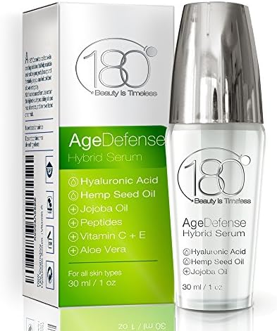Anti Aging Serum Age Defense by 180 Cosmetics - Innovative Skin Care Wrinkle Eraser for Lifting & Tightening - Remove Wrinkles & Fine Lines - Hyaluronic Acid - Hemp Seed Oil - Jojoba Oil - Vitamin C E