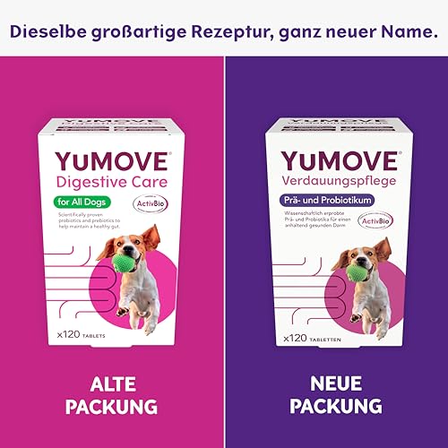 YuMOVE Probiotika Hund Tabletten - 120 Stück - Mit 200 Mio Guten Bakterien Enterococcus faecium & ActivBio Prebiotika MOS scFOS Beta-Glucane - Hund Darmflora Aufbauen & Natürliche Verdauungsbalance