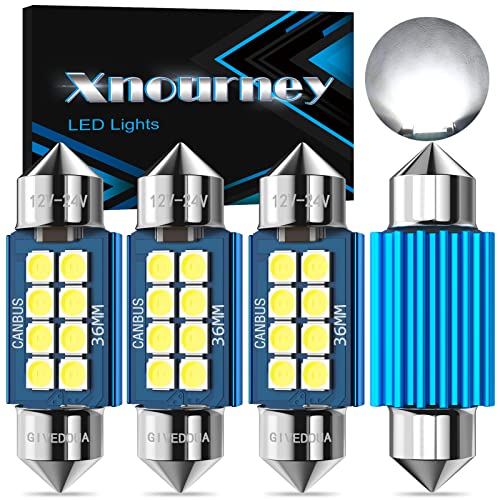 Xnourney 6418 Ampoule LED C5W Ampoule LED 36 mm Ampoule LED, 12 V 24 V CANBUS sans erreur Ampoule LED pour plafonnier intérieur Carte Lumière de plaquede courtoisie 6500 K Blanc Lot de 4 pièces