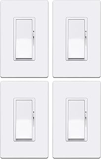 4 Pack - ELECTECK Digital Ultra Slim Dimmer Light Switch, Single Pole or 3 Way, Widely Compatible with Dimmable LED/CFL/Incandescent and Halogen Bulbs, 15A/120V/60Hz, Wall Plate Included, ETL Listed