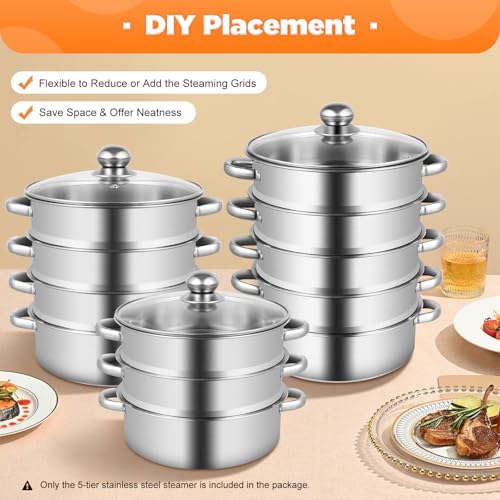 Olla de acero inoxidable de 5 niveles de alta durabilidad con asas 7
