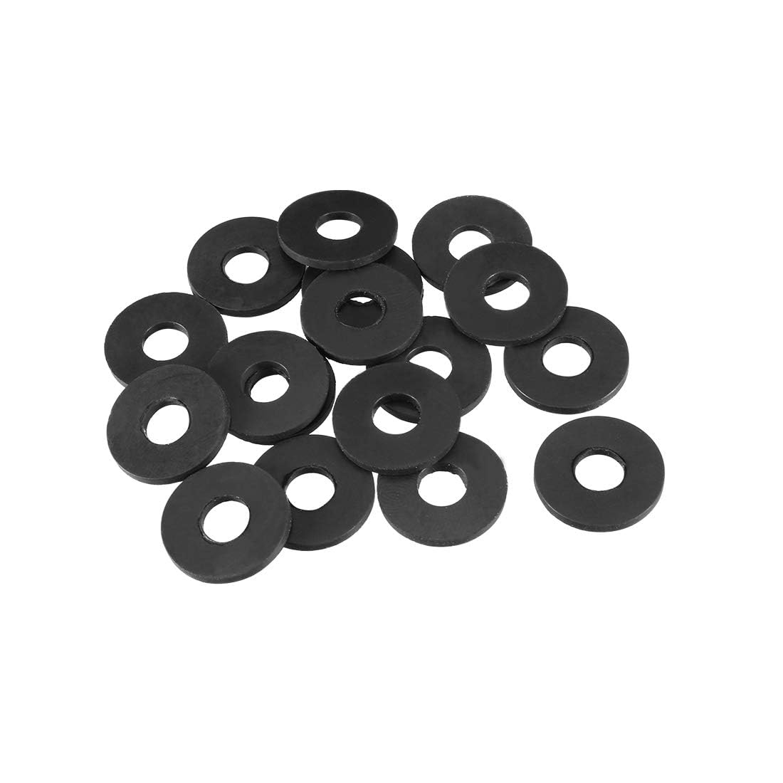TOP-VIGOR 20Pcs Rubber Flat Washers, 16mm OD 6mm ID 1.5mm Thickness Heavy Duty Black Rubber Grommet Vibration Damping Pads Sealing Gasket Washers for Faucet Pipe Water Hose Fastener Bolt — image 1