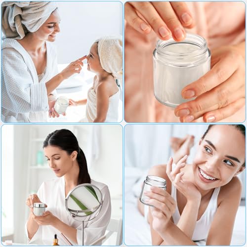 Image of Norme 48 Pcs 4 oz Glass Jars with Lids Cosmetic Jars, Silver, Clear