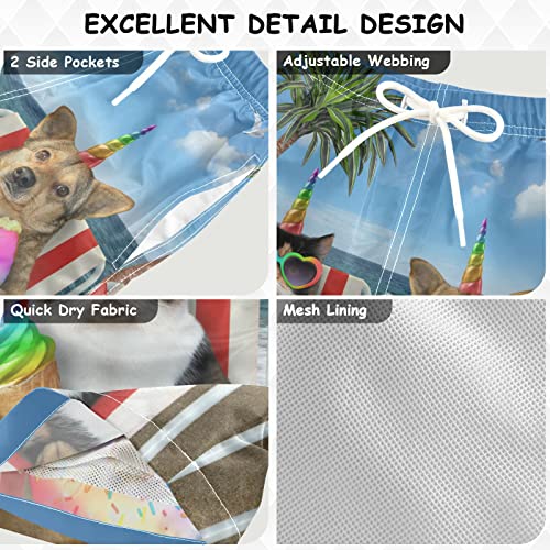 visesunny Cat Dog Unicorn Boys Toddler Swim Trunks Boy Bathing Suit Quick Dry Kids Beachwear Sports Running Board Shorts3