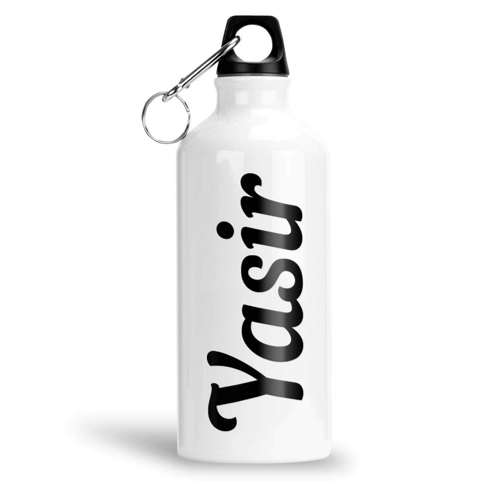 FurnishFantasy Aluminium White Sipper Bottle 600 ml - Best Gift for Happy Birthday, Return Gift, Name - Yasir