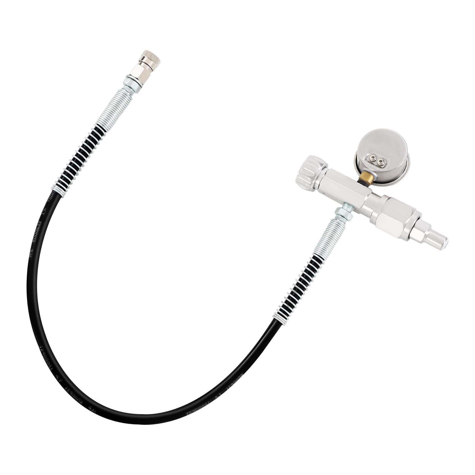 Adapter do napełniania powietrzem z manometrem, zaworem napełniającym butlę gazową, adapter do napełniania powietrzem 0-6000 PSI/400 bar, długość rury 60 cm