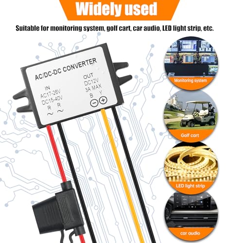 Voltage Convertor AC 24V to DC 12V Buck Voltage Waterproof Power Module with Fuse for Car Step Down Converter (3A) 7