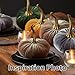 Set of 4 Small Velvet Pumpkins, Handmade Home Decor, Holiday Mantle Decor, Fall Halloween Thanksgiving Centerpiece, Rustic Fall Wedding Centerpiece (2 Luxe Medallion, Ivory, Gold)