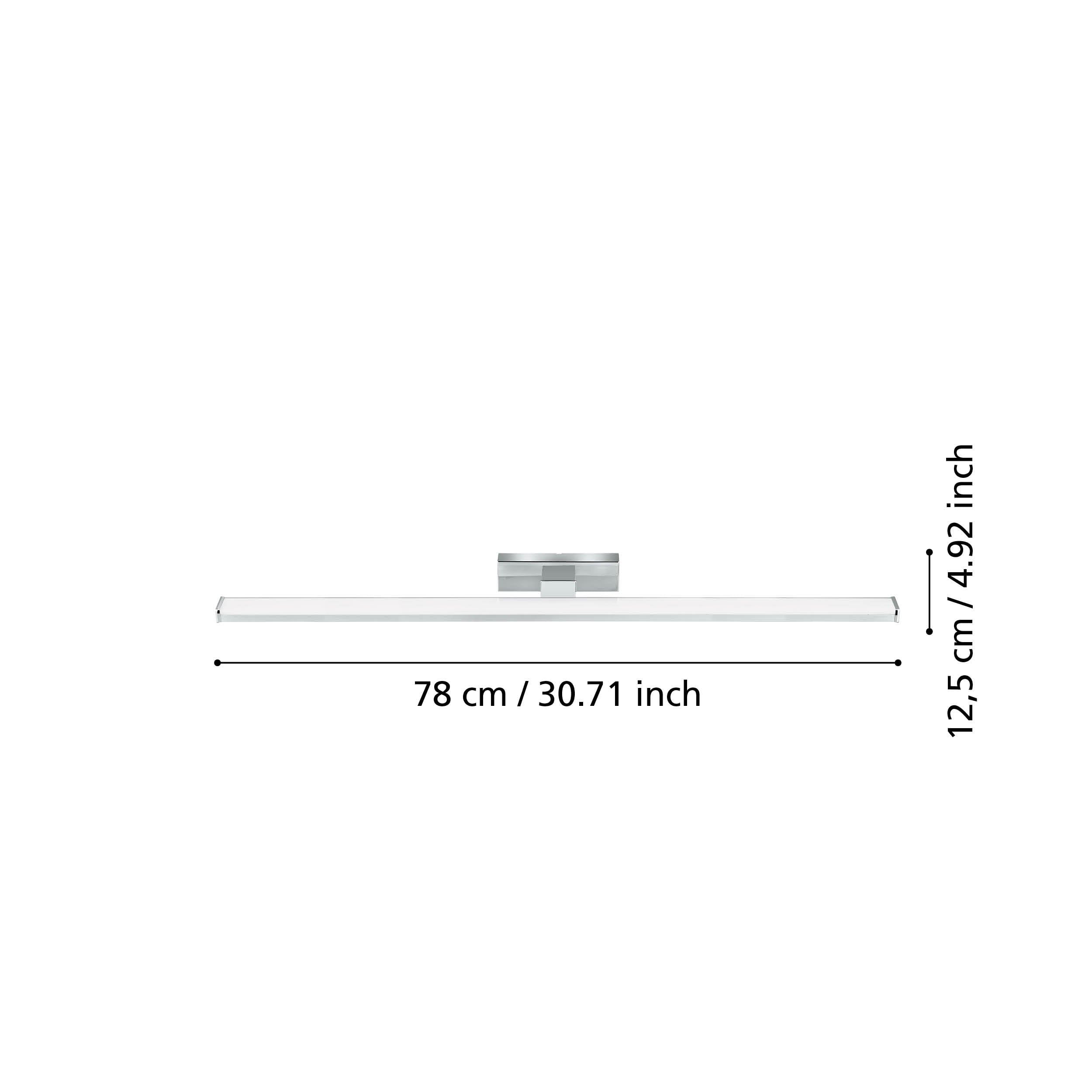 EGLO LED Wandlampe Pandella 1, LED Spiegelleuchte aus Aluminium und Kunststoff, Badezimmer Lampe in Chrom, Silber, Weiß, LED Feuchtraumleuchte neutralweiß, IP44, L 78 cm