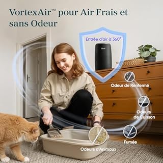 LEVOIT Purificateur d'air avec filtre HEPA, purificateur d'air avec aromathérapie, silencieux et faible consommation d'énergie 7 W, Core Mini Noir