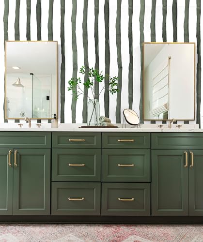 Carta Parati Righe Verde,44.5 x 1000cm Carta da Parati...