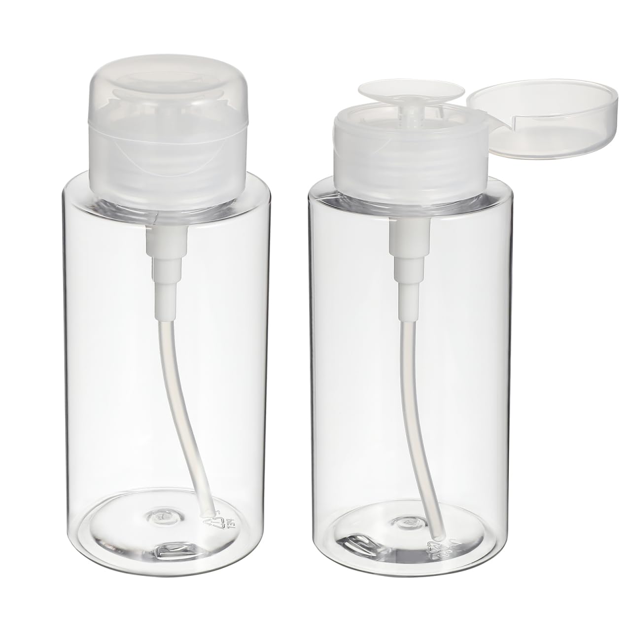 Tofficu Lot de 2 Flacon Pompe Doseur 300 Ml Vide Rechargeable Pour Distributeur D'Alcool Démaquillant Et Vernis À Ongled Avec Bouchon À Rabat Pratique Pour Voyage Et Usage Quotidien
