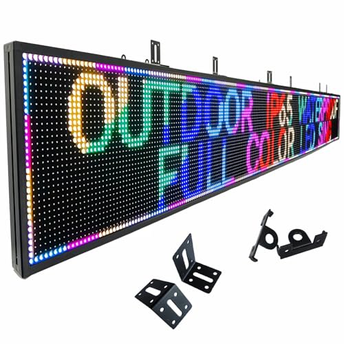 Image of P10 LED Programmable Advertising Sign, High Brightnes Outdoor Digital Sign Waterproof, WiFi Control LED Open Signs for Business, Electronic Message Display Board 115 inchX14 inch