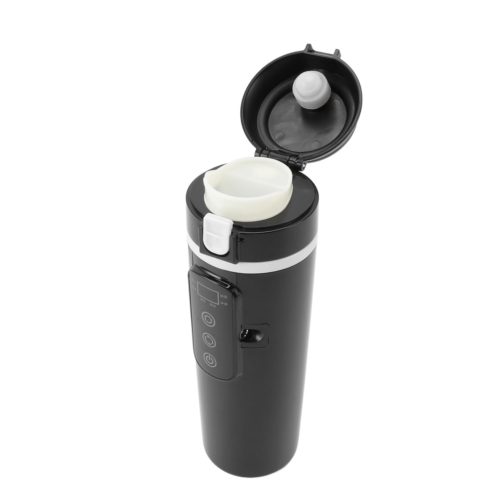Taza Calefactora Eléctrica Portátil de 500 Ml, Revestimiento de Acero Inoxidable para Camión de Coche de 12 V 24 V con Control Inteligente de Temperatura y Tapa de Resorte a