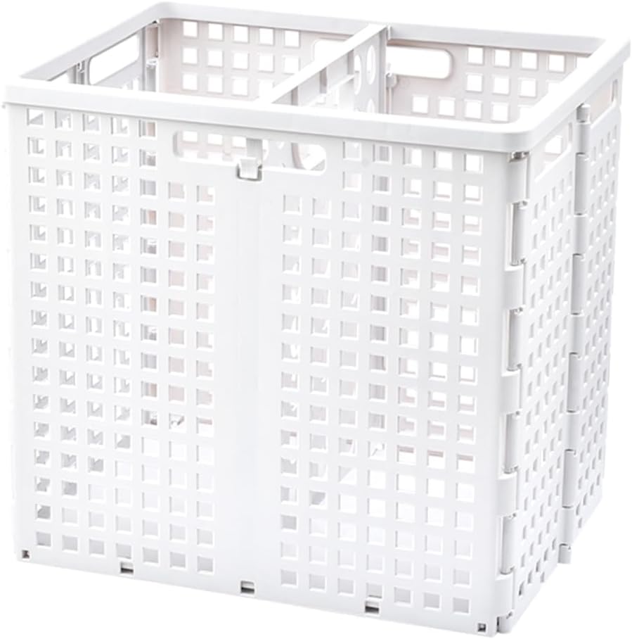 Foldable Laundry Basket Organizer Collapsible Storage Container for Toys and Sundries Stylish White Design Space-saving Easy to View Contents for Home Storage