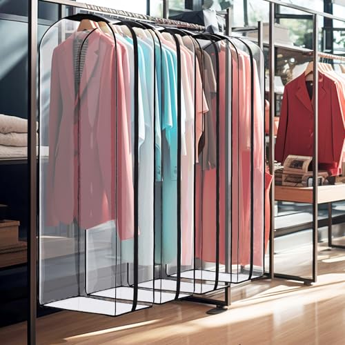 DecacnX Kleidersäcke zum Aufhängen, 152,4 cm, lang, mit seitlichem Reißverschluss, Kleiderhüllen, Kleidersäcke, volle Länge, transparente Kleiderhüllen für Kleider, Mäntel, Anzüge, 4 Stück