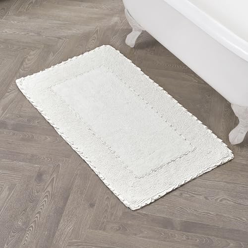 Tapis de bain Laura Ashley en coton blanc pour sortie de douche