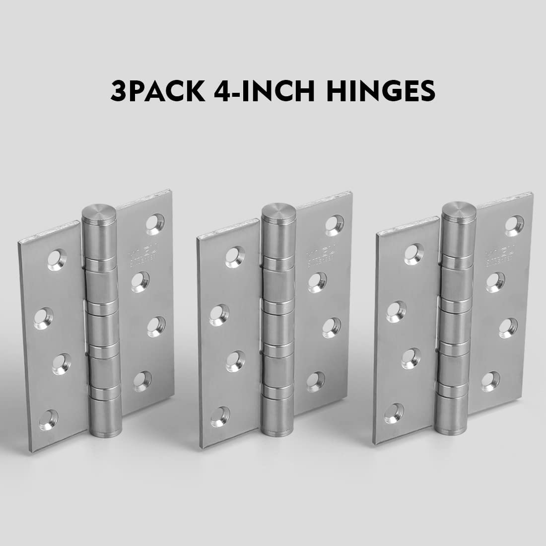 YAGU Paquete de 3 bisagras de puerta de níquel satinado de 4 x 3 pulgadas – Cuadrado de acero inoxidable interior resistente bisagras de rodamiento de bolas para puertas Hardware